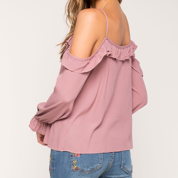 Ruffle Cold Shoulder Top - Picture 2 of 2